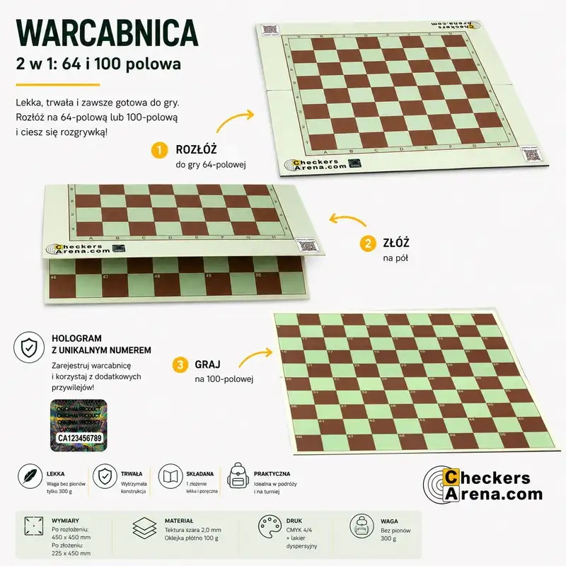 Warcabnica 2w1 64 i 100-polowa